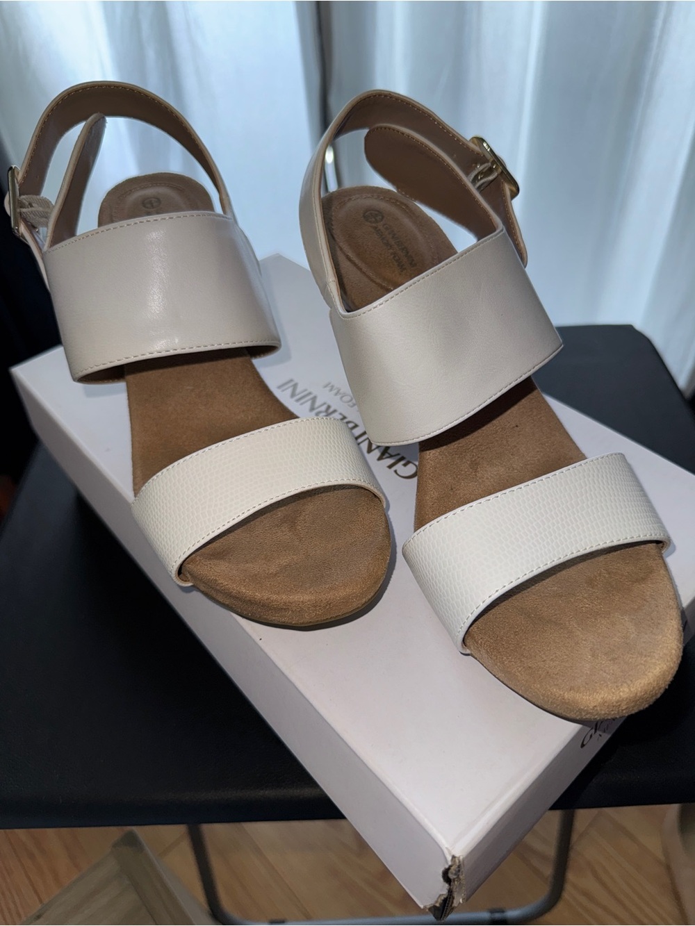 Giani Bernini White Two-Band Slingback Sandals
